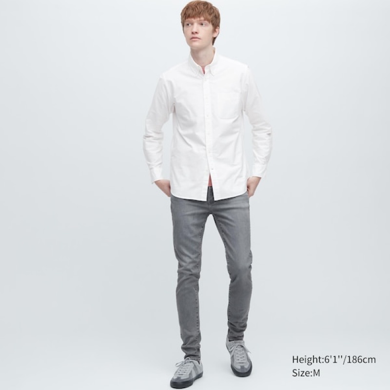 Uniqlo Premium Linen Long-Sleeve Muške Košulje Bijele | 4562-WYFSE