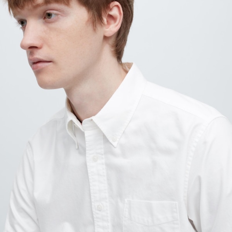 Uniqlo Premium Linen Long-Sleeve Muške Košulje Bijele | 4562-WYFSE