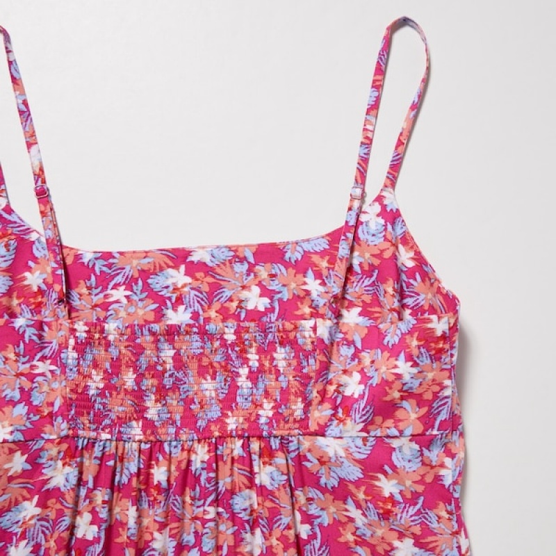 Uniqlo Printed Front Slit Camisole Ženske Haljina Roze | 7354-RUYGI