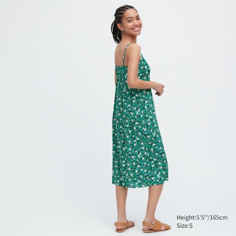 Uniqlo Printed Front Slit Camisole Ženske Haljina Zelene | 9013-GCUZJ