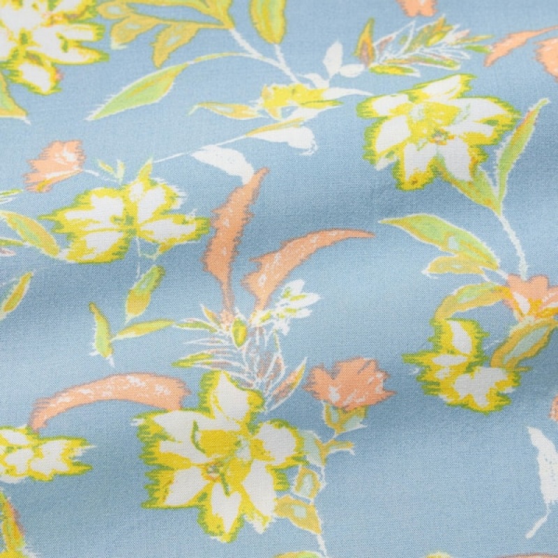 Uniqlo Printed V-Neck Short-Sleeve Flare Ženske Haljina Zelene | 5349-CIFQV