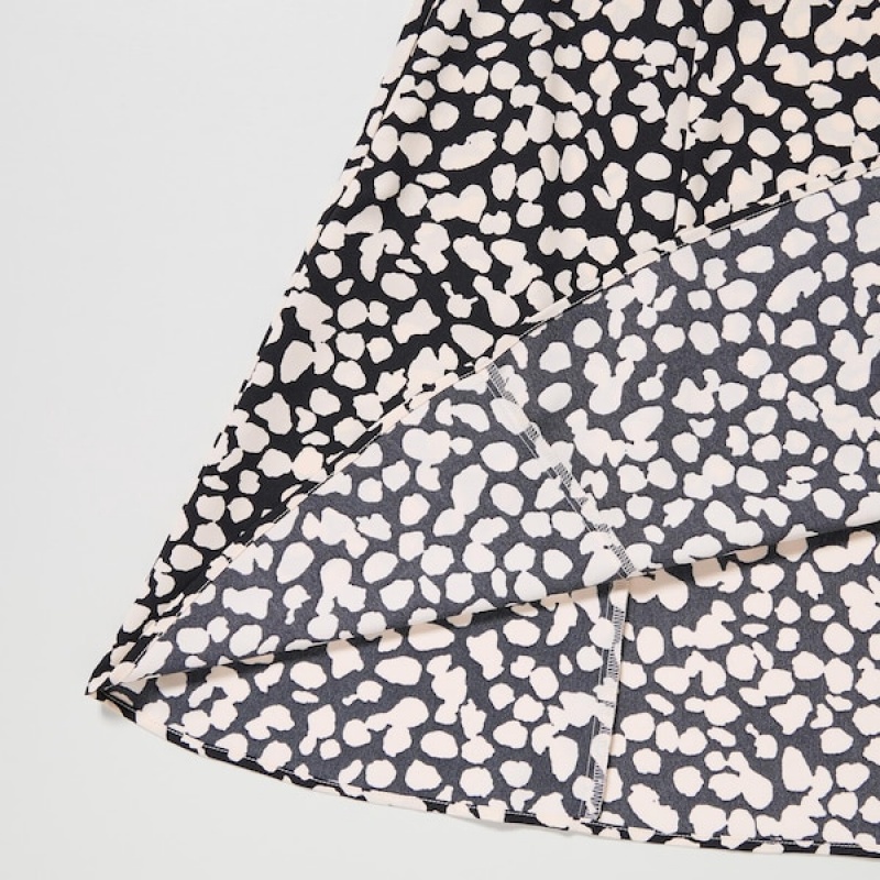Uniqlo Printed V-Neck Short-Sleeve Mini Ženske Haljina Crne | 5167-YFHCK