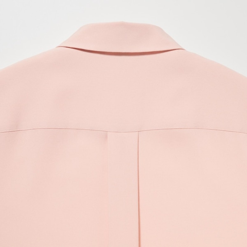 Uniqlo Rayon Long-Sleeve Ženske Košulje Roze | 3596-TOSQR
