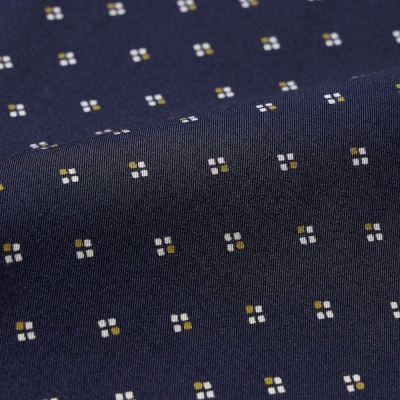 Uniqlo Rayon Printed Long-Sleeve Ženske Košulje Tamnoplave | 3685-RJFLC
