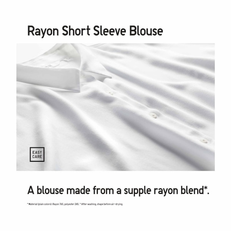 Uniqlo Rayon Short-Sleeve Ženske Košulje Plave | 0179-XAQCV