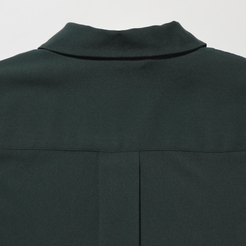 Uniqlo Rayon Skipper Collar 3/4-Sleeve Ženske Košulje Bijele | 9621-WGKQD