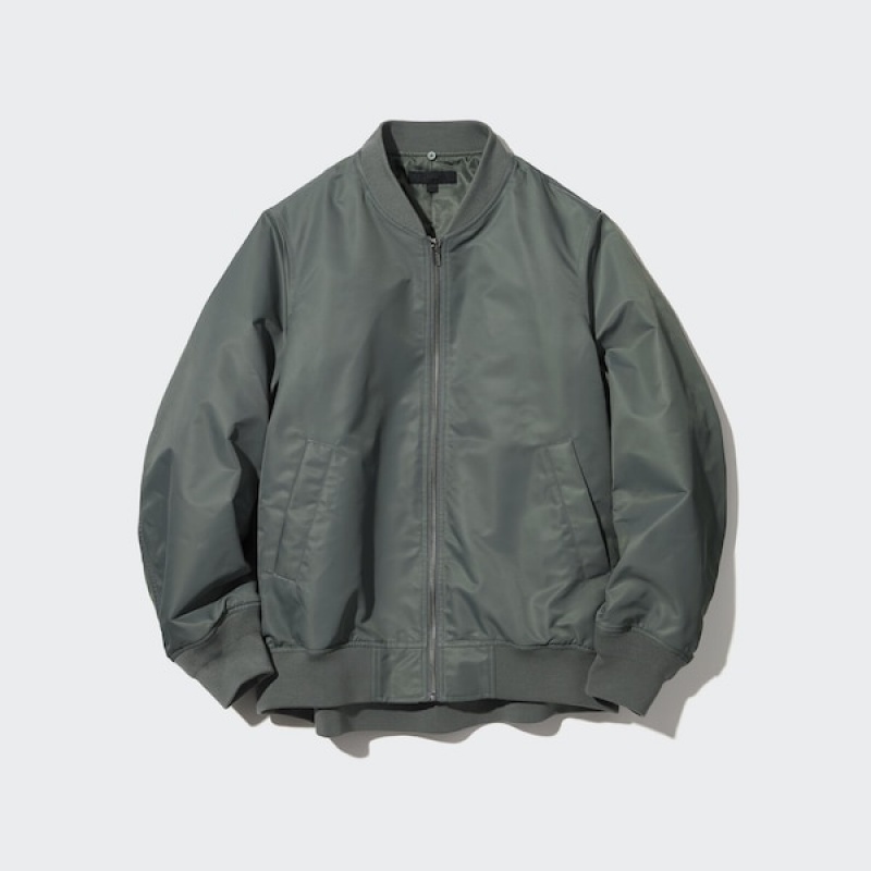 Uniqlo Rebrasti Blouson Ženske jackets Maslinasto Zelene | 6734-FALUD