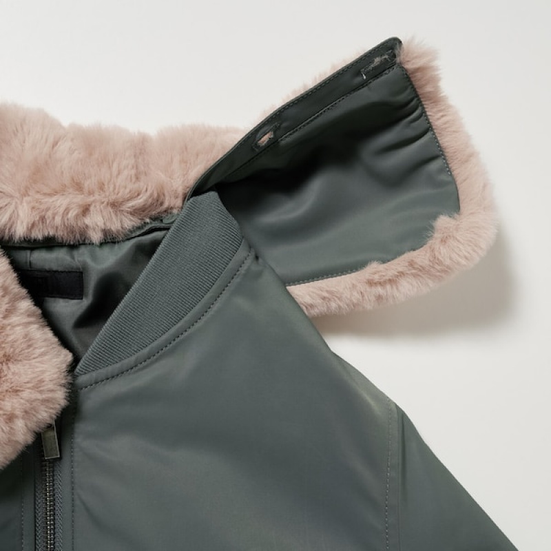 Uniqlo Rebrasti Blouson Ženske jackets Maslinasto Zelene | 6734-FALUD