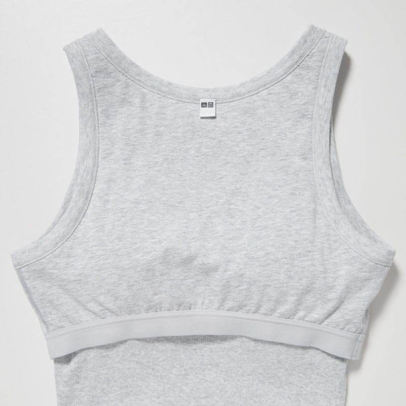 Uniqlo Rebrasti Cropped Sleeveless Bra Ženske Topi Sive | 6239-YQFEC