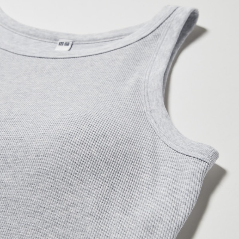 Uniqlo Rebrasti Cropped Sleeveless Bra Ženske Topi Sive | 6239-YQFEC