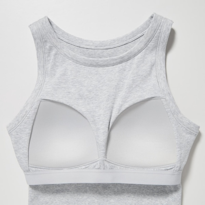 Uniqlo Rebrasti Cropped Sleeveless Bra Ženske Topi Sive | 6239-YQFEC