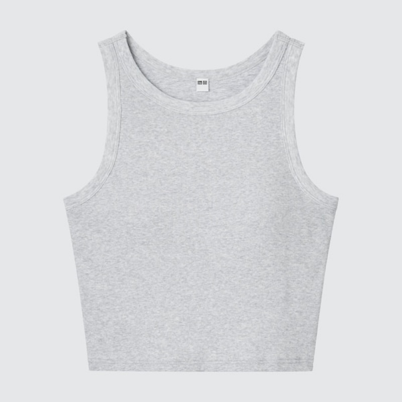 Uniqlo Rebrasti Cropped Sleeveless Bra Ženske Topi Sive | 6239-YQFEC