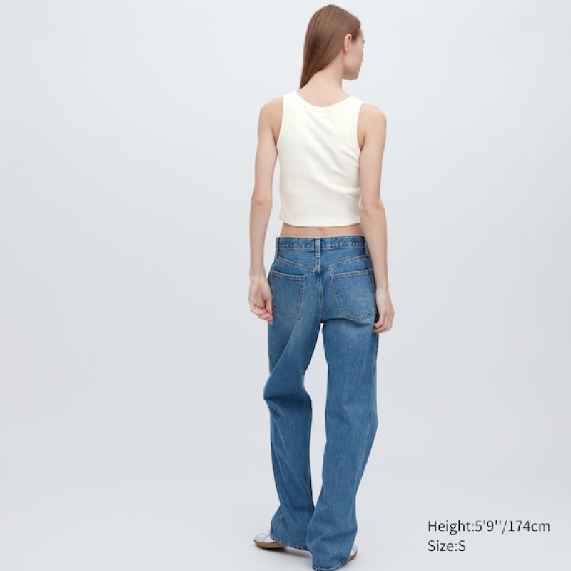 Uniqlo Rebrasti Cropped Sleeveless Bra Ženske Topi Bijele | 3540-AHEGW