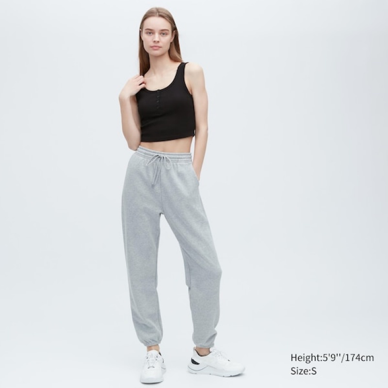 Uniqlo Rebrasti Henley Neck Cropped Tank Ženske Topi Crne | 2136-FJKXE