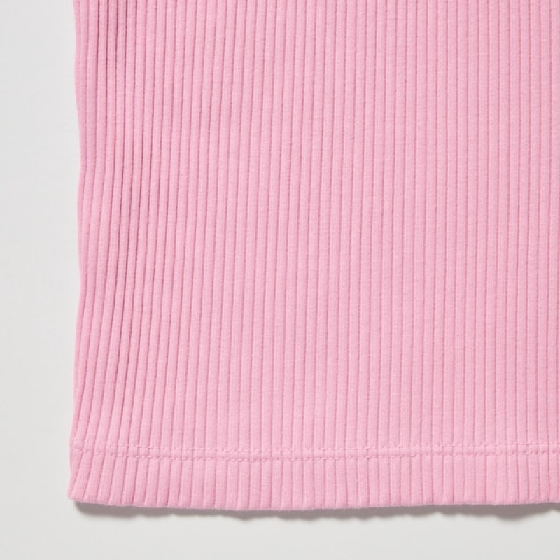 Uniqlo Rebrasti Racer Back Cropped Tank Ženske Topi Roze | 3961-SDNHM
