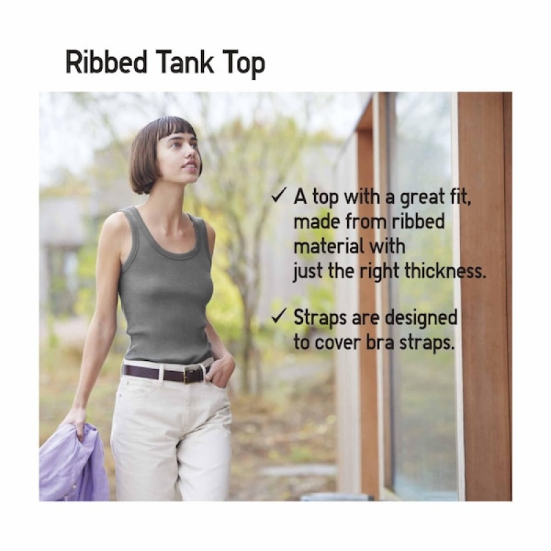 Uniqlo Rebrasti Tank Ženske Topi Sive | 2967-YTBQA