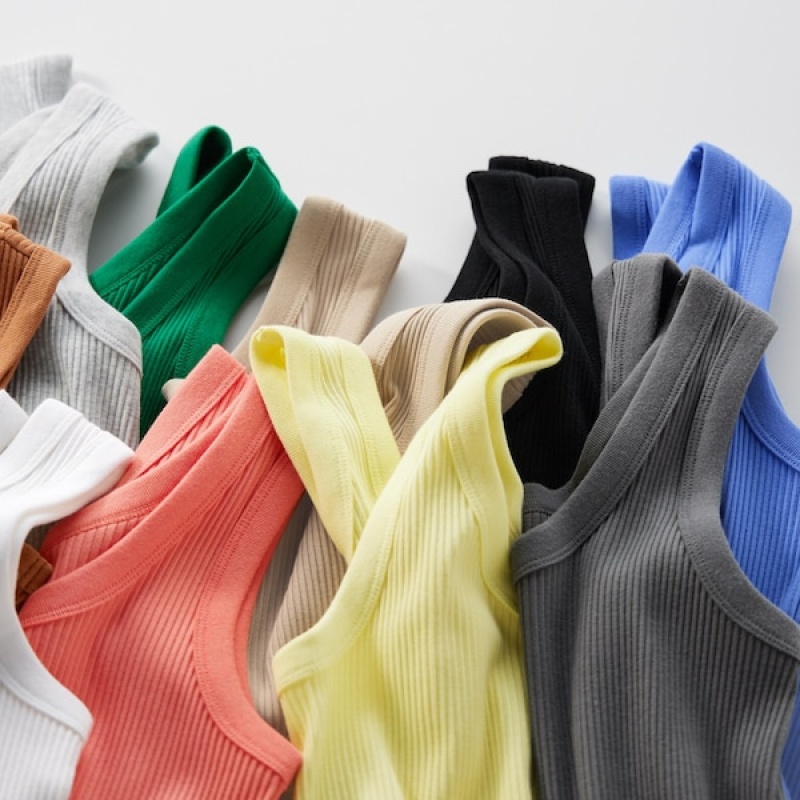 Uniqlo Rebrasti Tank Ženske Topi Sive | 2967-YTBQA