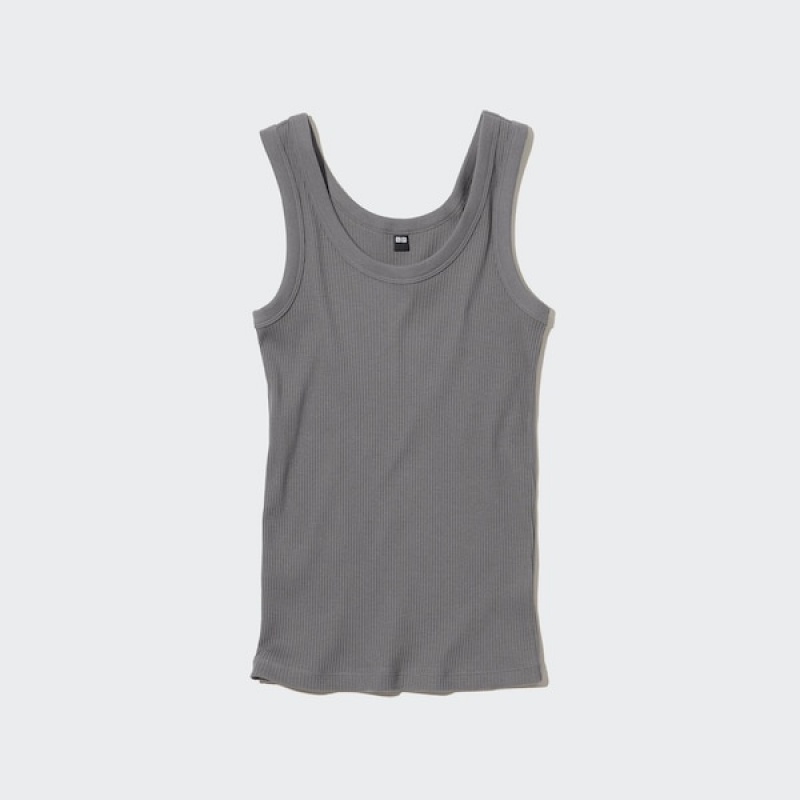Uniqlo Rebrasti Tank Ženske Topi Sive | 2967-YTBQA