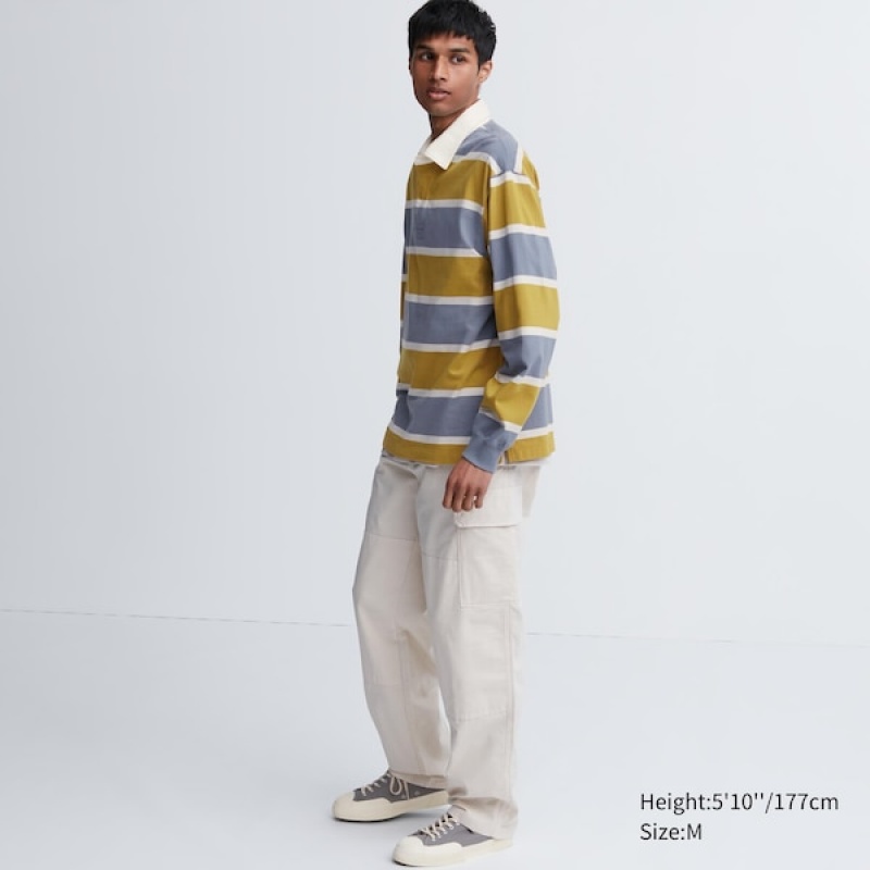 Uniqlo Rugger Long-Sleeve Muške Polo Majica Žute | 7584-OHFZU