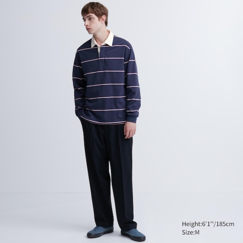 Uniqlo Rugger Long-Sleeve Muške Polo Majica Tamnoplave | 6972-DFXIE