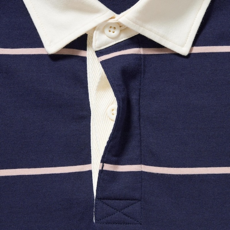 Uniqlo Rugger Long-Sleeve Muške Polo Majica Tamnoplave | 6972-DFXIE
