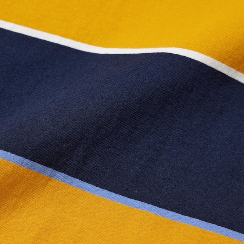 Uniqlo Rugger Prugasta Short Sleeve Muške Polo Majica Žute | 7168-DMGIV