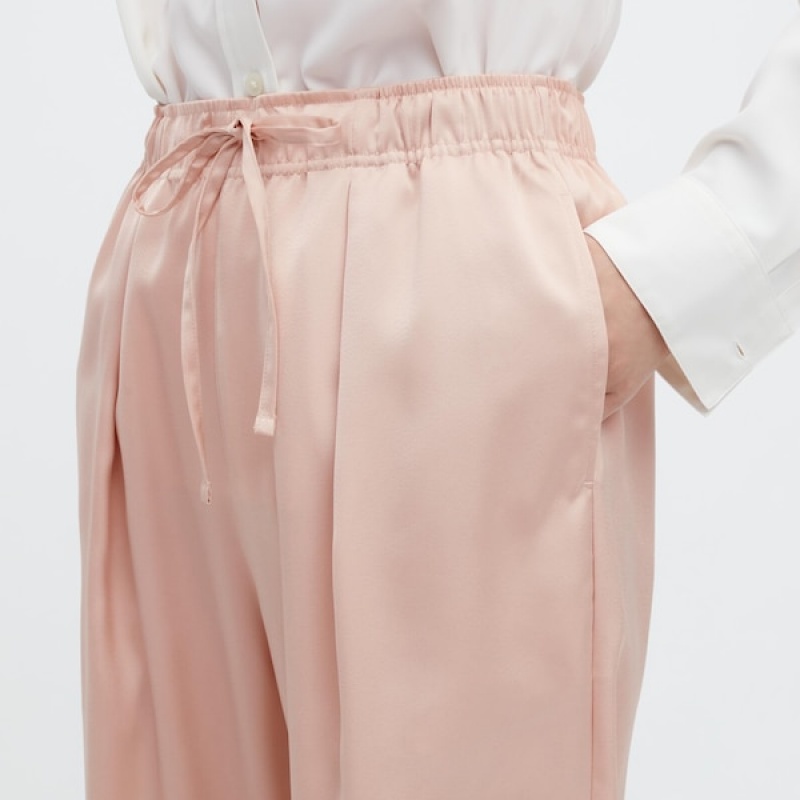 Uniqlo Satin Drape Ženske Jogger Hlače Roze | 5623-ALBGE