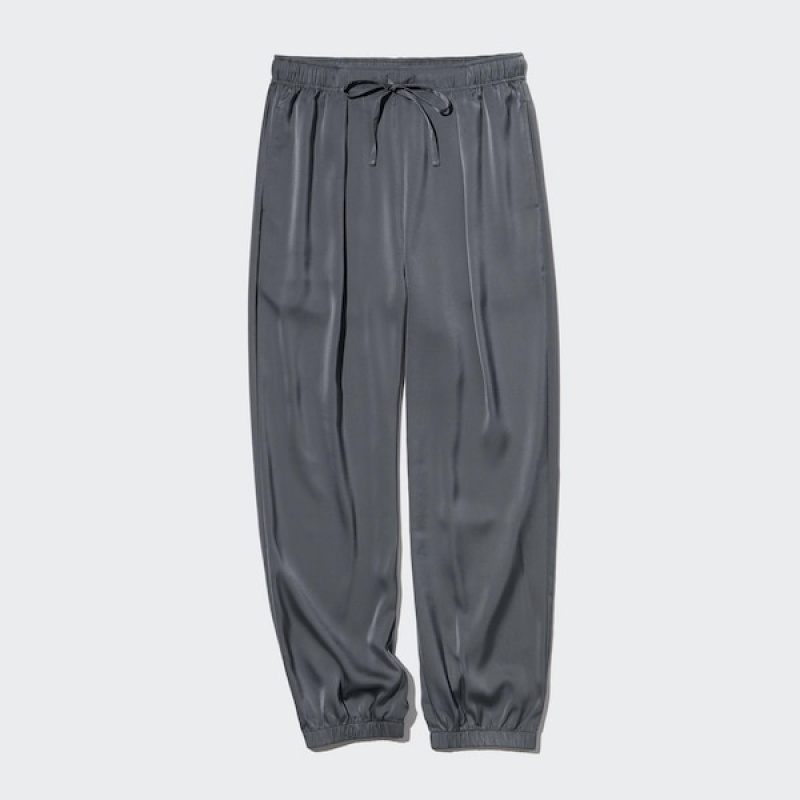Uniqlo Satin Drape Ženske Jogger Hlače Tamno Sive | 2539-ZEVAY