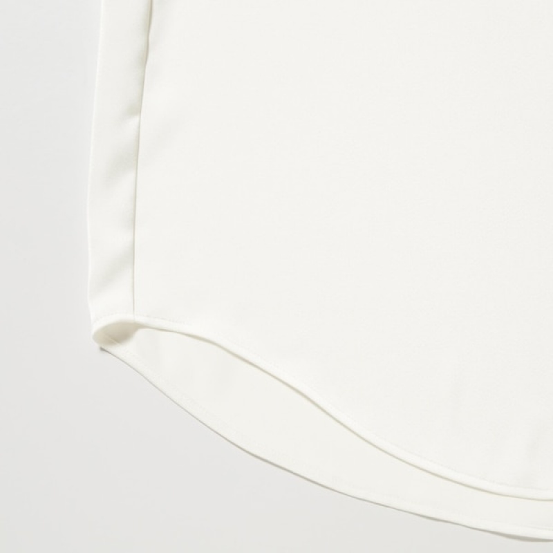 Uniqlo Satin Long-Sleeve Ženske Košulje Bijele | 3561-BMQAX