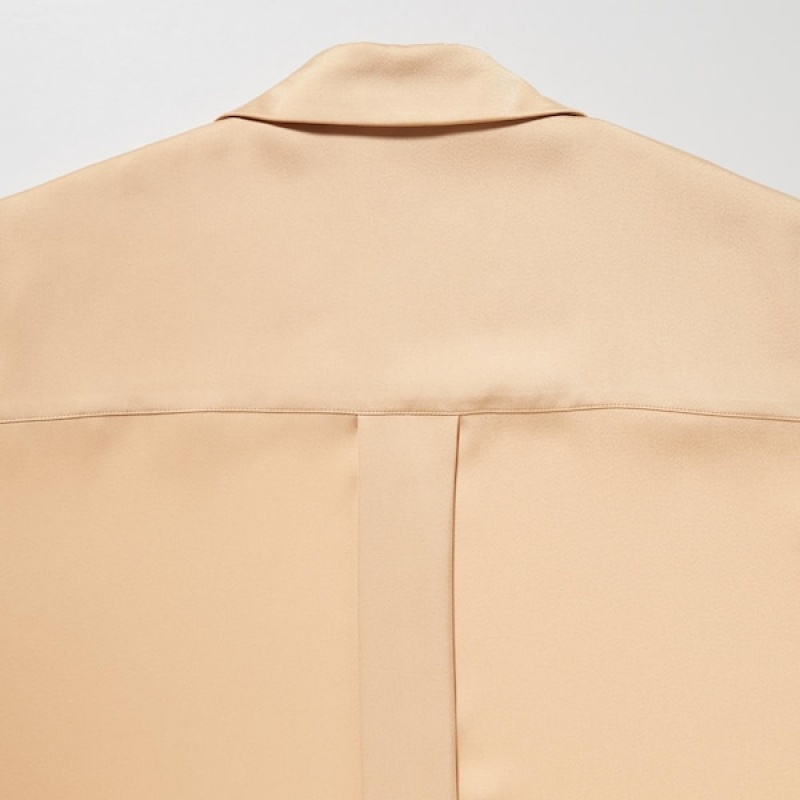 Uniqlo Satin Long-Sleeve Ženske Košulje Narančaste | 0438-MNWAP
