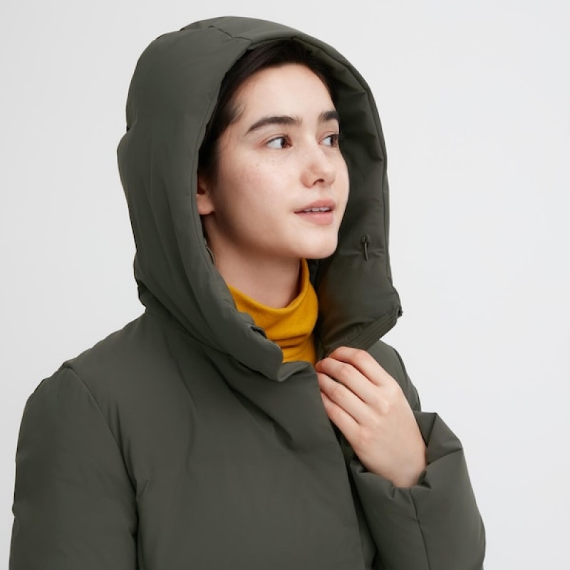 Uniqlo Seamless Down Long Ženske Kaputi Tamno Zelene | 2746-MQNYF