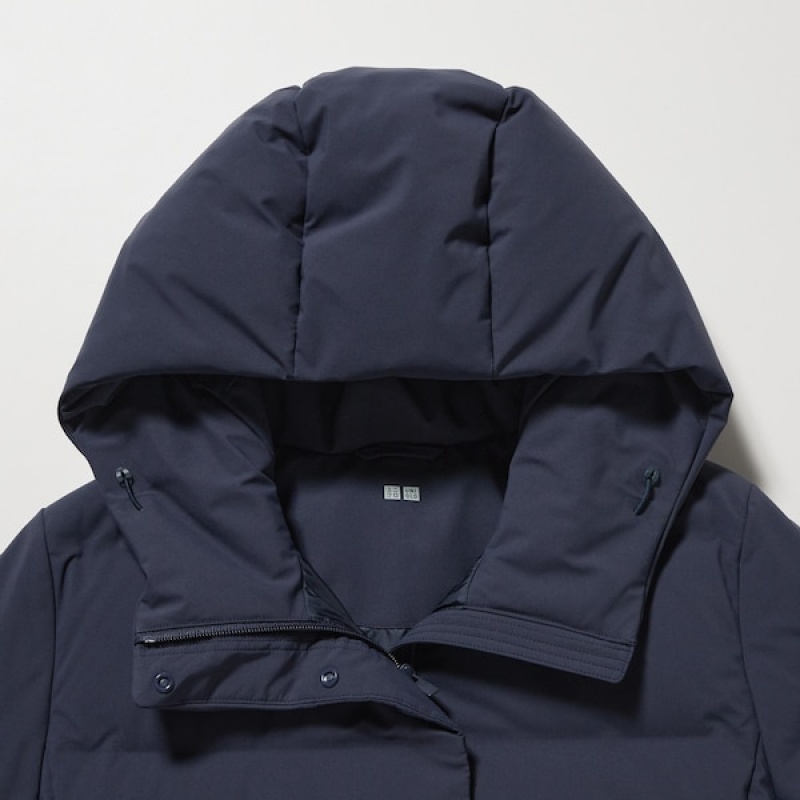 Uniqlo Seamless Down Long Ženske Kaputi Tamnoplave | 2389-MRDCS