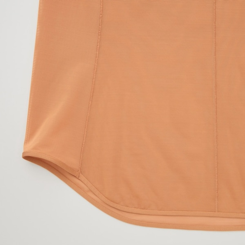 Uniqlo Sheer Crew Neck Long-Sleeve Ženske Majice Smeđe | 1375-GZDBO