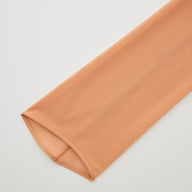 Uniqlo Sheer Crew Neck Long-Sleeve Ženske Majice Smeđe | 1375-GZDBO