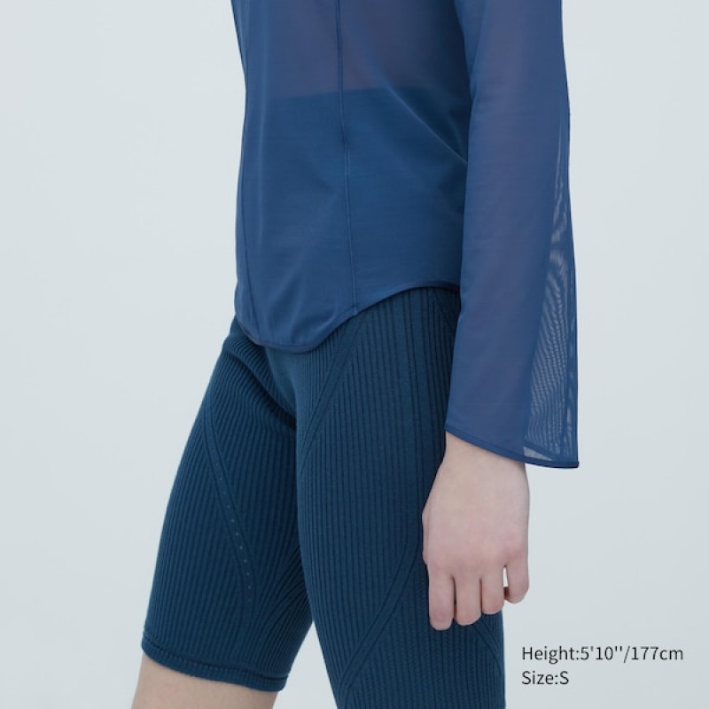 Uniqlo Sheer Crew Neck Long-Sleeve Ženske Majice Smeđe | 9415-WSGIO