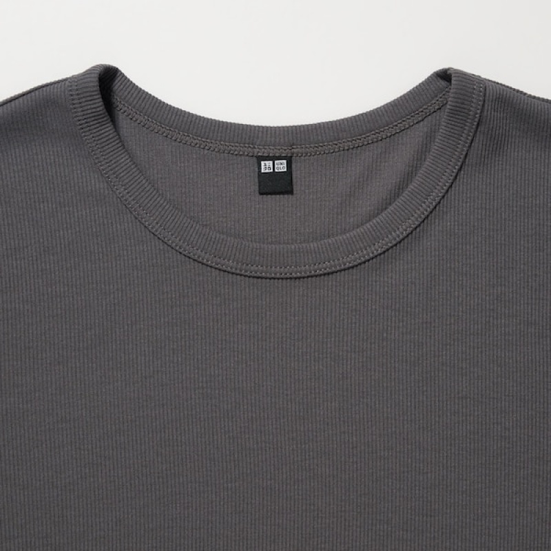 Uniqlo Sheer Jersey Crew Neck Long-Sleeve Ženske Majice Tamno Sive | 1435-SGLBV