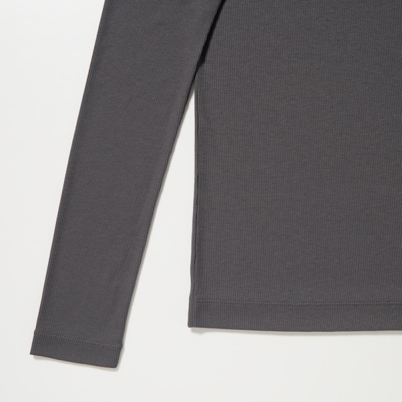 Uniqlo Sheer Jersey Crew Neck Long-Sleeve Ženske Majice Tamno Sive | 1435-SGLBV