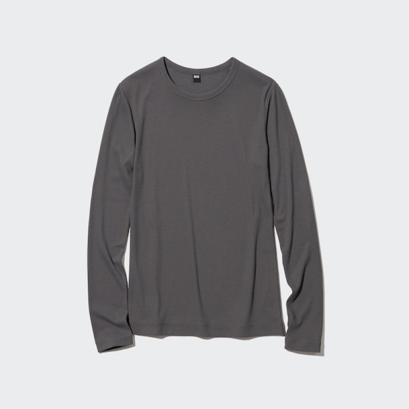Uniqlo Sheer Jersey Crew Neck Long-Sleeve Ženske Majice Tamno Sive | 1435-SGLBV