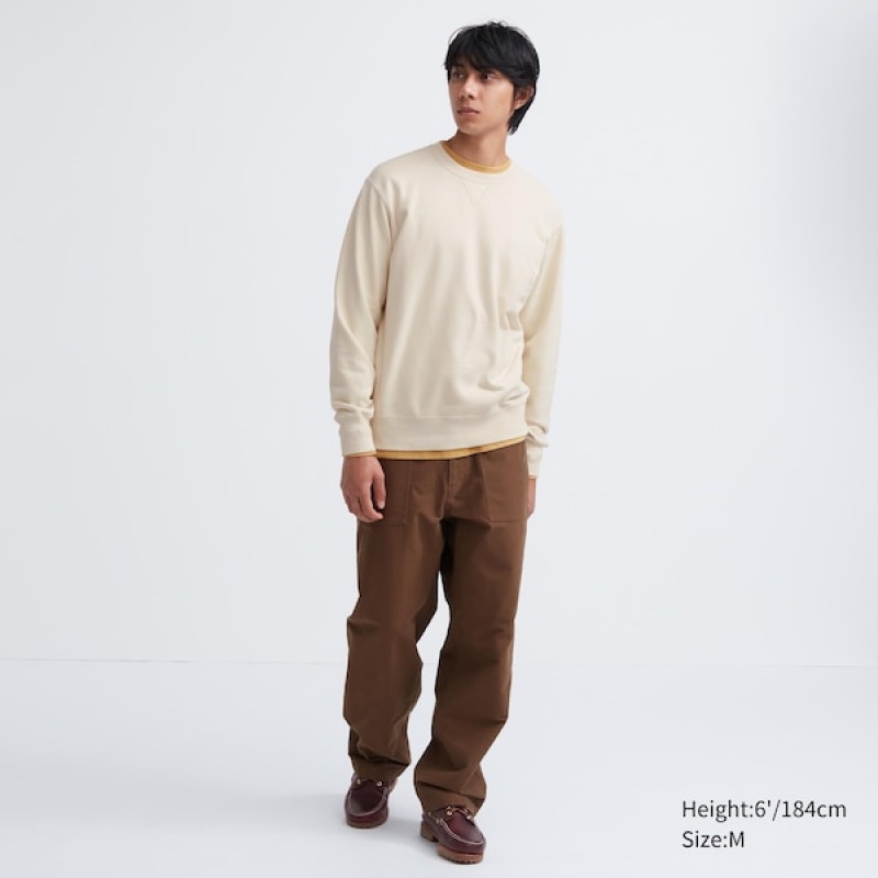 Uniqlo Side-Stripe Muške Dukserice Krem | 5986-GPHSC