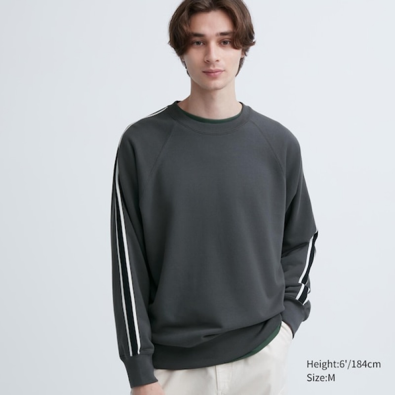 Uniqlo Side-Stripe Muške Dukserice Tamno Sive | 6910-MNIWC