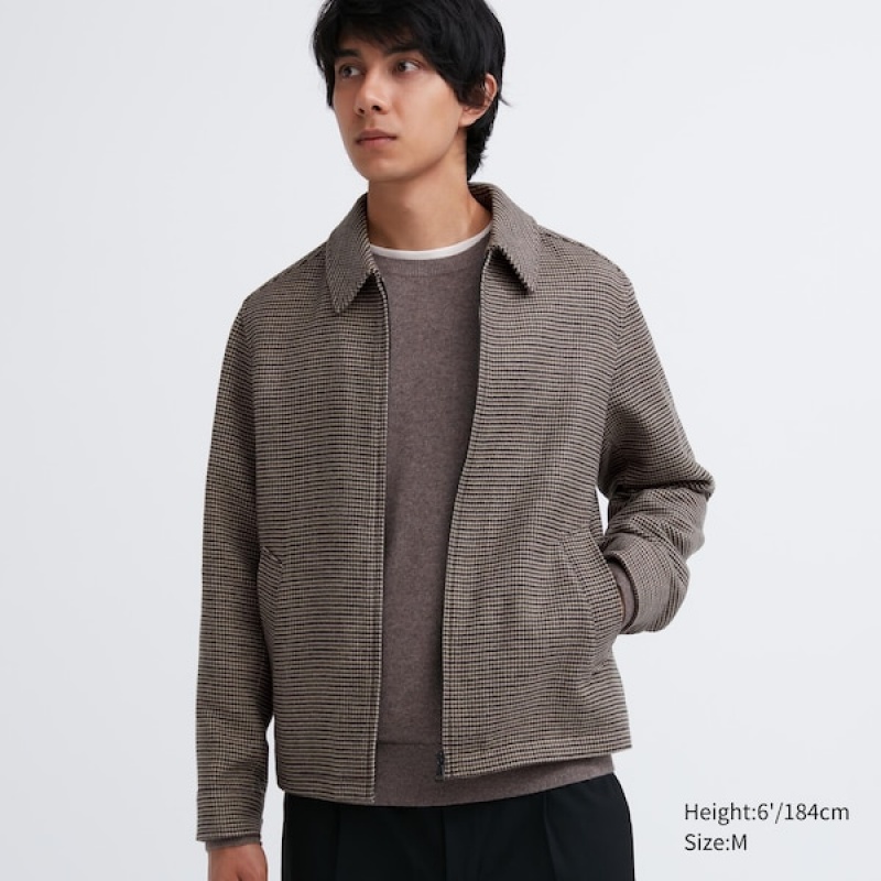 Uniqlo Single Collar Short Blouson Muške jackets Smeđe | GAMXUL-562