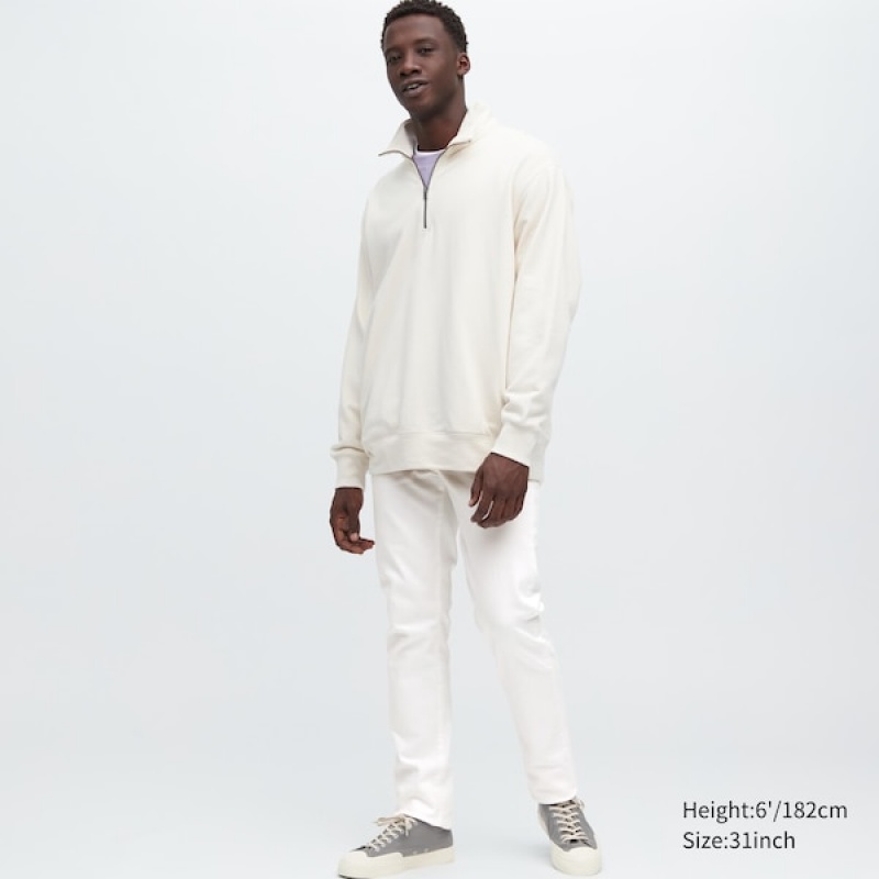 Uniqlo Slim-Fit Muške Traperice Bijele | 6920-ZBFTV