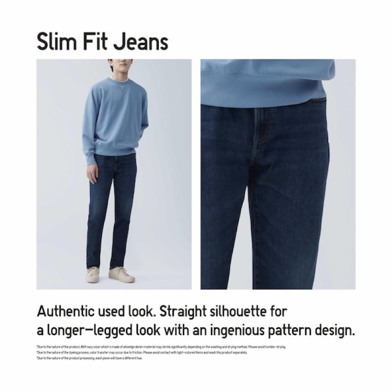 Uniqlo Slim-Fit Muške Traperice Plave | 9632-MOPFA