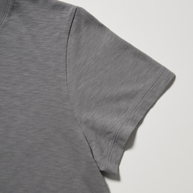 Uniqlo Slub Jersey Cropped Short-Sleeve Ženske Majice Crne | 3598-DMYZB