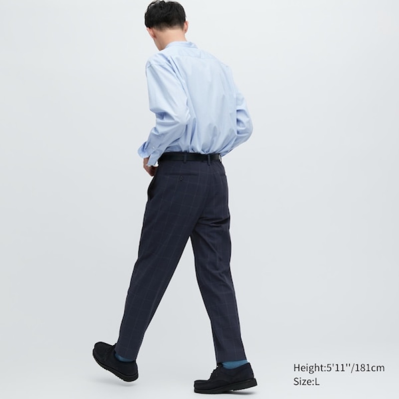 Uniqlo Smart Ankle Muške Hlače Tamnoplave | 3821-CGEKX