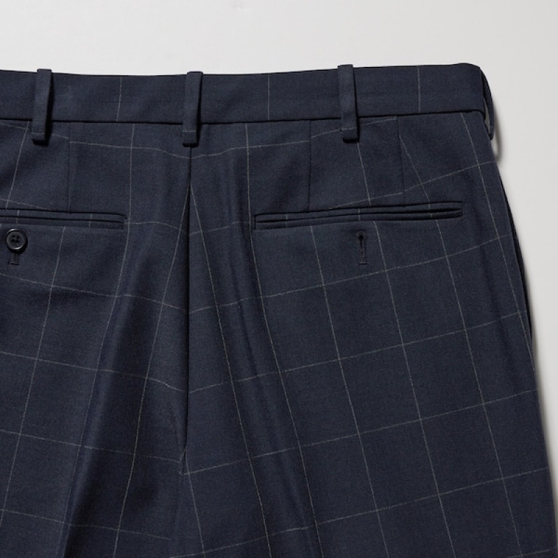 Uniqlo Smart Ankle Muške Hlače Tamnoplave | 3821-CGEKX