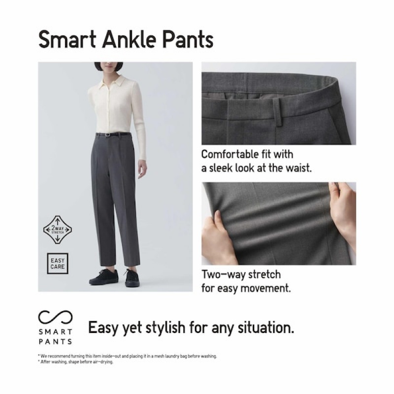 Uniqlo Smart Ankle Ženske Hlače Tamno Sive | 9358-KYTUM