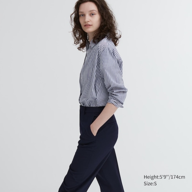 Uniqlo Smart Ankle Ženske Hlače Tamnoplave | 0216-EPAQL