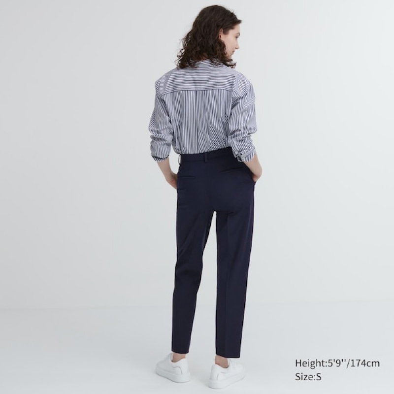 Uniqlo Smart Ankle Ženske Hlače Tamnoplave | 0216-EPAQL