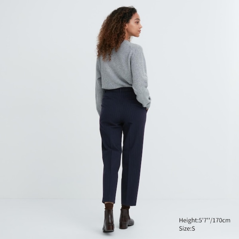 Uniqlo Smart Brushed Ankle Ženske Hlače Tamnoplave | 7091-XTNVF